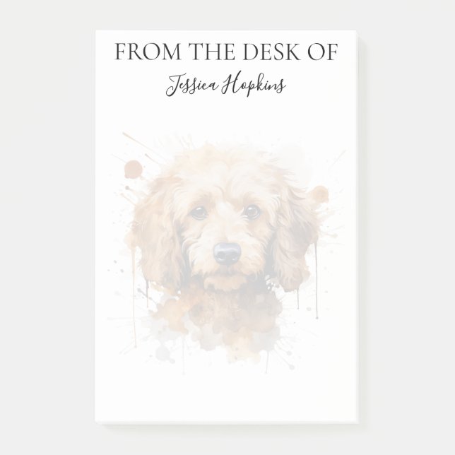 Notas Post-it® Poodle Lover Monogrammed Dog (Anverso)
