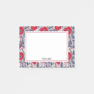 Notas Post-it® Poppies Florales Rojo Y Azul