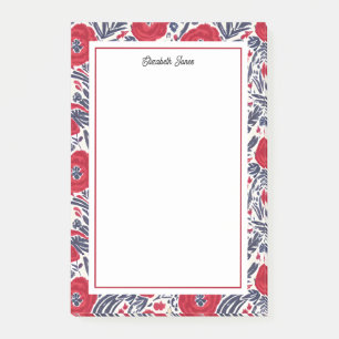 Notas Post-it® Poppies Florales Rojo Y Azul