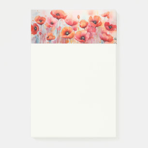 Notas Post-it® Poppies rojos en una acuarela de campo