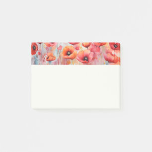 Notas Post-it® Poppies rojos en una acuarela de campo