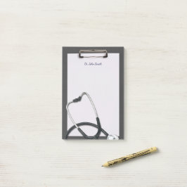 Notas Post-it® Portapapeles médico gris con Stethoscope