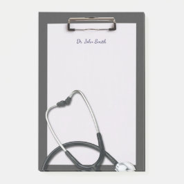 Notas Post-it® Portapapeles médico gris con Stethoscope