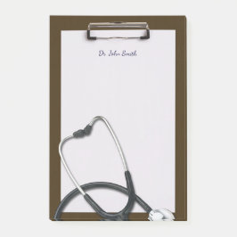 Notas Post-it® Portapapeles médico marrón con Stethoscope