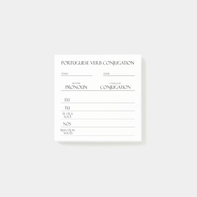 Notas Post-it® Portugués | Práctica de conjugación de verbos (Anverso)