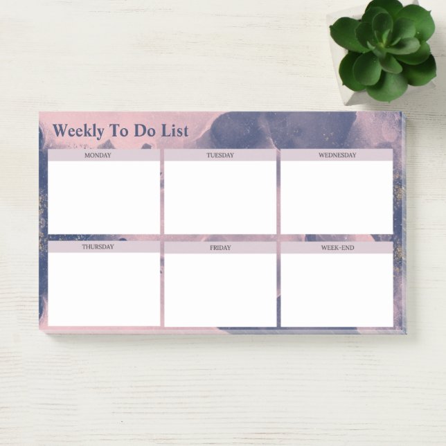 Notas Post-it® Post-it® Aquarelle Moderne Weekly To Do List (Oficina)