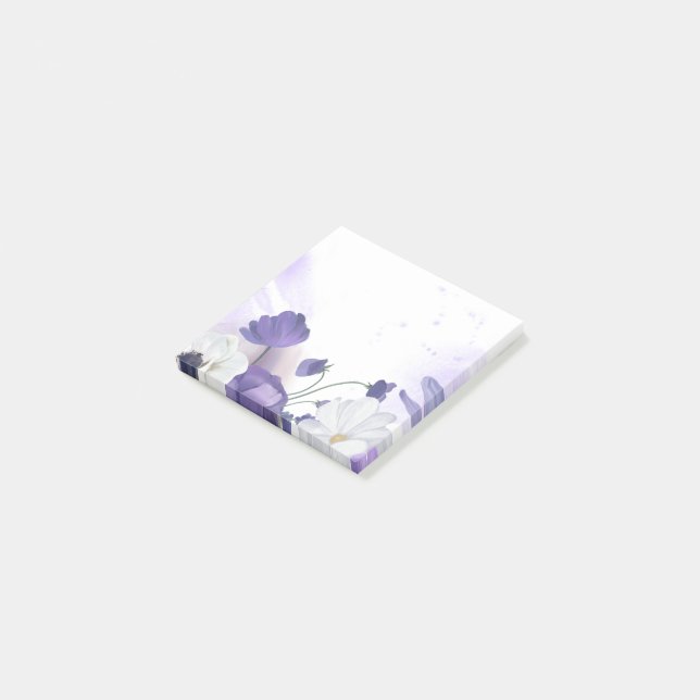 Notas Post-it® Post It Block - Purple Flower Theme (En perspectiva)