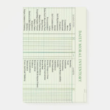 Post-it de la tarjeta de inventario moral diaria