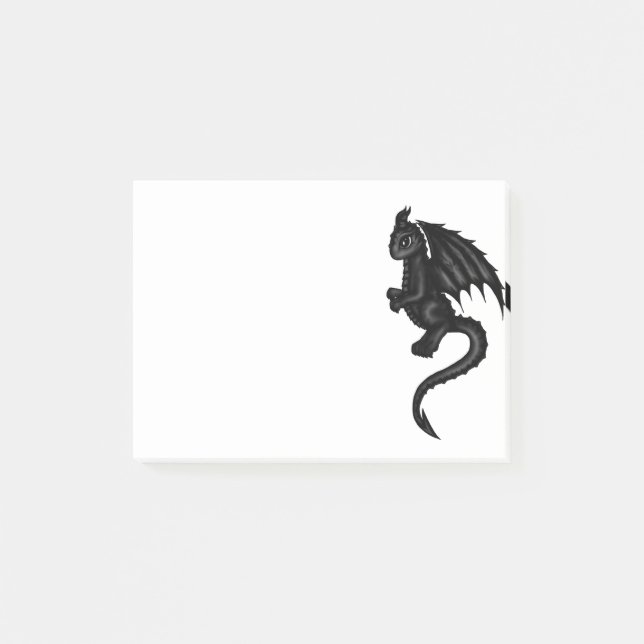 Notas Post-it® post-it negro lindo del dragón (Anverso)