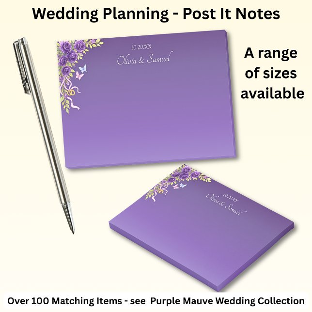 Notas Post-it® Post-it Notes Purple Mauve Flowers & White Boda (Subido por el creador)