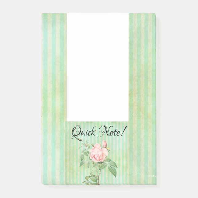 Notas Post-it® Post-it Notes Tira Verde Floral Rosa Rose (Anverso)