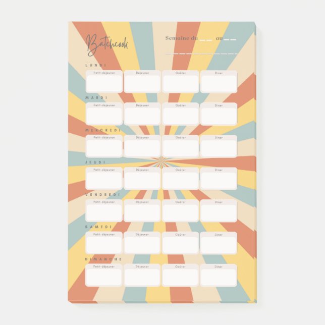 Notas Post-it® Post-it® Plannificateur de menus (Anverso)