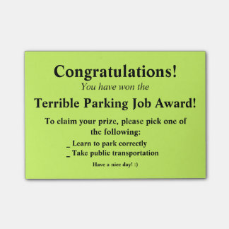 Notas Post-it® Post-it terrible del estacionamiento