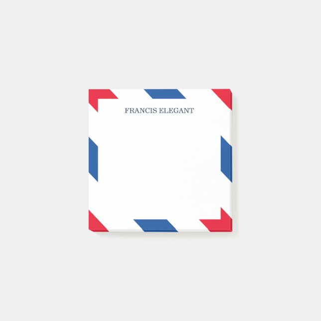 Notas Post-it® Post personalizado con rayas rojas blancas azules (Anverso)