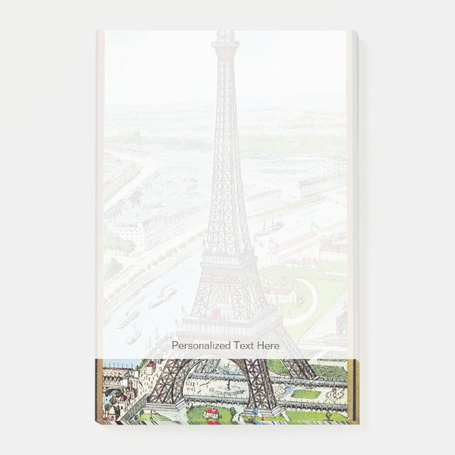 Notas Post-it® Postal que representa la Torre Eiffel (Anverso)