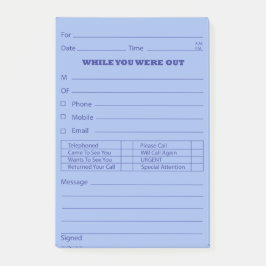 Notas Post-it® Poste azul del mensaje de teléfono es