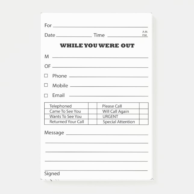 Notas Post-it® Poste del mensaje de teléfono es (Anverso)