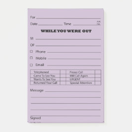 Notas Post-it® Poste púrpura del mensaje de teléfono es