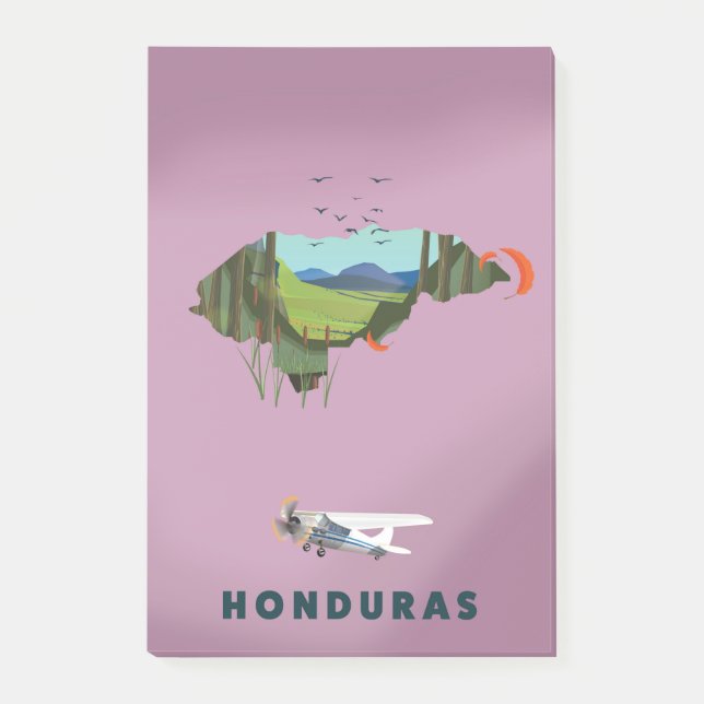 Notas Post-it® Póster de viaje con mapa ilustrado de Honduras (Anverso)