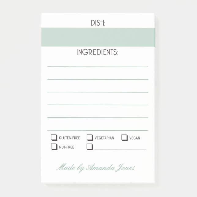 Notas Post-it® Potluck o alergia alimentaria del ingrediente del (Anverso)