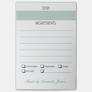 Notas Post-it® Potluck o alergia alimentaria del ingrediente del
