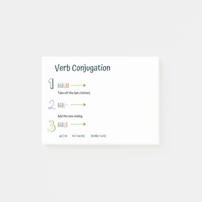 Notas Post-it® Práctica Española De Conjugación De Verbo (Tensión (Anverso)