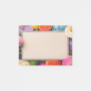 Notas Post-it® Preciosas rosas enmarcadas florales tulipanes hort