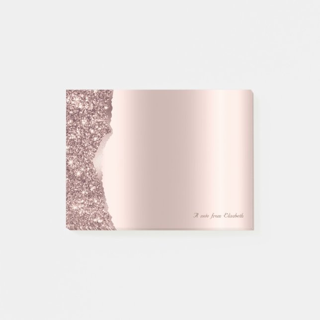 Notas Post-it® Precioso Rosa Dorado Brillante Elegante  (Anverso)