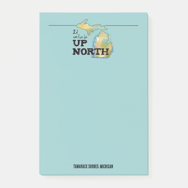 Notas Post-it® Prefiero estar en Up North Aqua (Anverso)