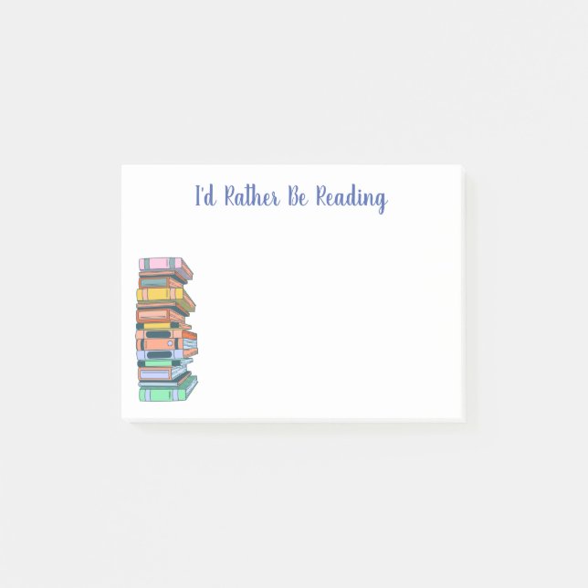 Notas Post-it® Prefiero estar leyendo - montones de libros (Anverso)