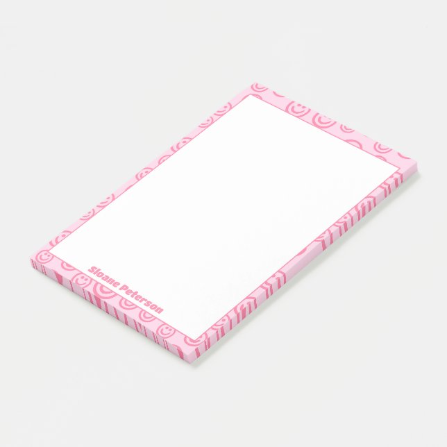 Notas Post-it® Preppy personalizada de color rosa (En perspectiva)