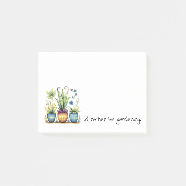 Notas Post-it® Pretty Flower Pots I'd Rather Be Gardening (Anverso)