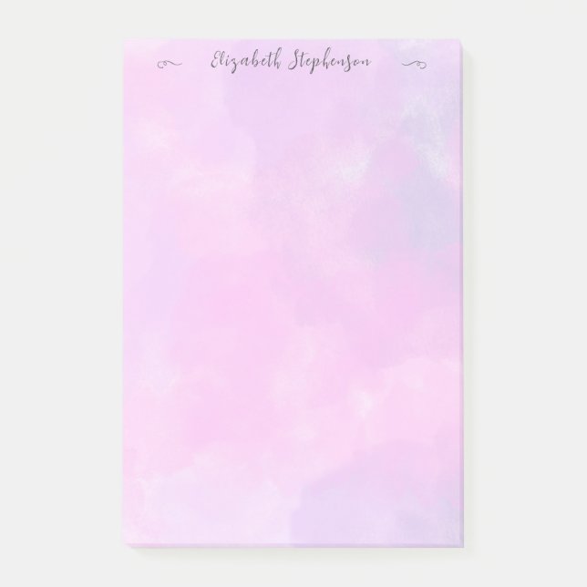 Notas Post-it® Pretty pink feminine watercolor custom name (Anverso)