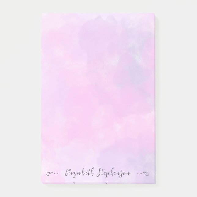 Notas Post-it® Pretty pink feminine watercolor custom name (Anverso)