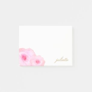 Notas Post-it® Pretty Pink Watercolor Flowers Personalized