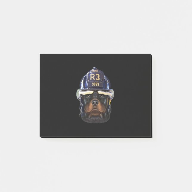 Notas Post-it® prima de casco para bomberos de rottweiler (Anverso)