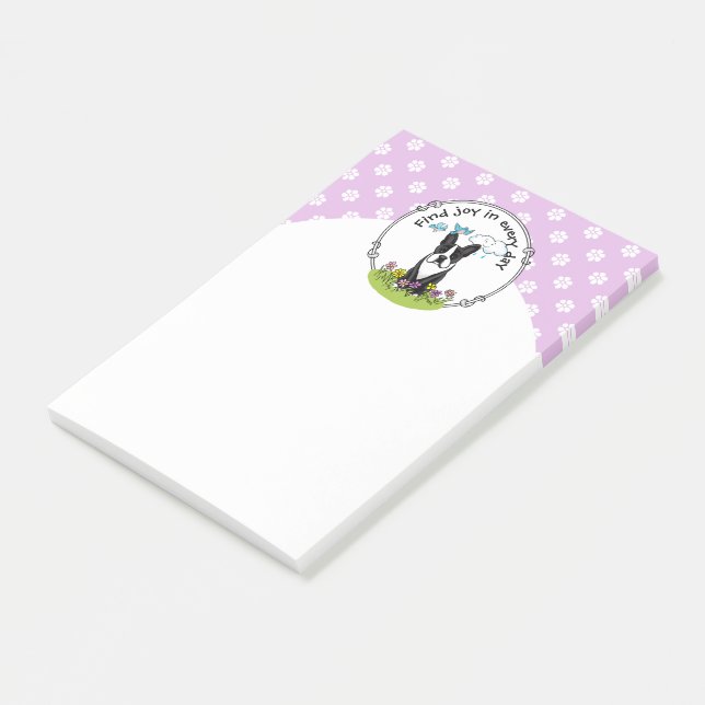 Notas Post-it® Primavera Boston Terrier (negro) Perro lindo (En perspectiva)