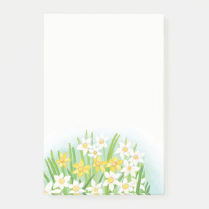 Notas Post-it® Primavera de los Daffodis amarillos y blancos