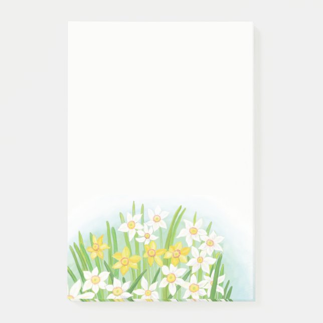 Notas Post-it® Primavera de los Daffodis amarillos y blancos (Anverso)