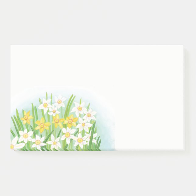 Notas Post-it® Primavera de los Daffodis amarillos y blancos (Anverso)