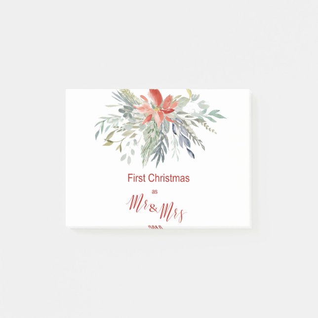 Notas Post-it® Primera Navidad juntos como Sr. y Sra. (Anverso)