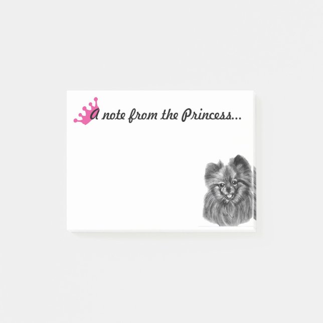 Notas Post-it® Princesa Notes de Pomeranian con las ilustraciones (Anverso)
