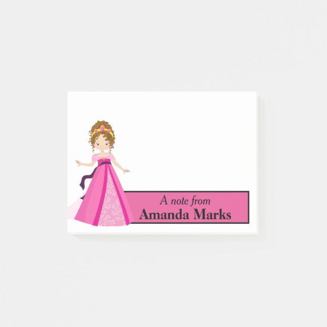 Notas Post-it® Princesa rosa personalizada (Anverso)