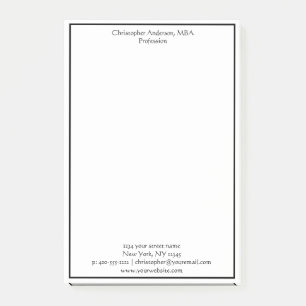 Notas Post-it® Profesional empresarial minimalista blanco y negro