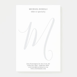 Notas Post-it® Profesional Llano Moderno Minimalista Monogramado