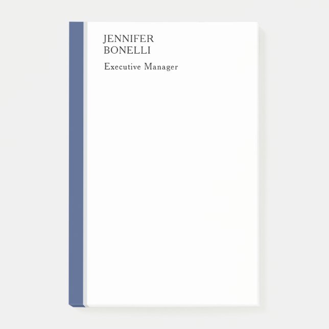 Notas Post-it® Profesional minimalista moderno azul blanco (Anverso)