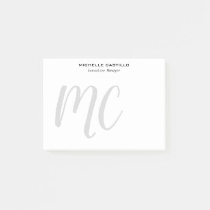 Notas Post-it® Profesional Moderno Monogramado Minimalista