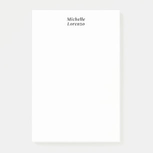Notas Post-it® Profesional Moderno Simple Nombre sencillo Blanco 