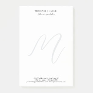 Notas Post-it® Profesional Monograma Minimalista Moderno Plano