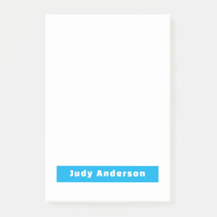 Notas Post-it® Profesional Sencillo Moderno Elegante Nombre Azul